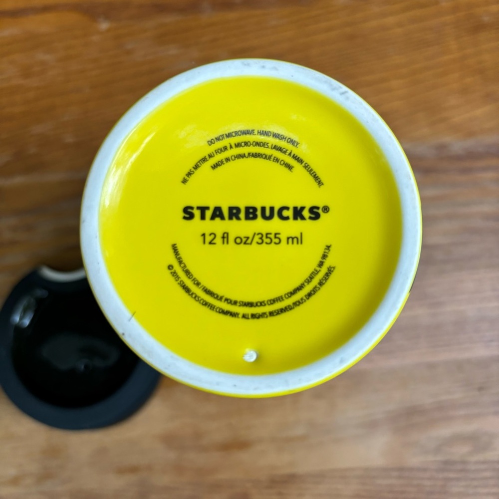Starbucks Store Citron Polka Dot Double Wall Traveler coffee mug 12 oz - Picture 7 of 7